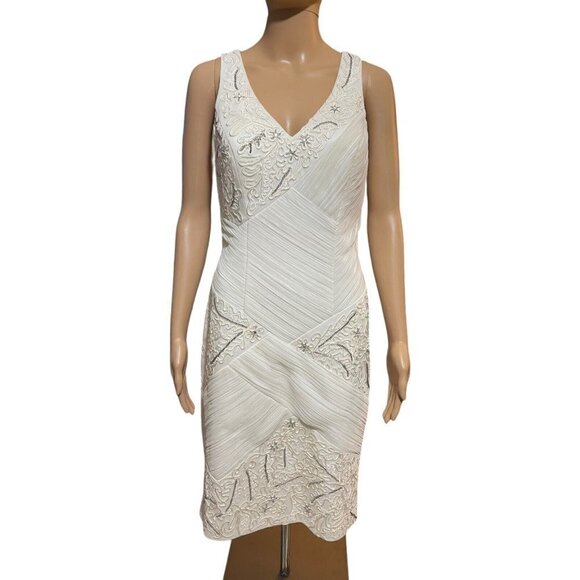 NWT Sue Wong Formal wedding Crystal Beaded White Ivory Knee Length Dress‎ Size 6 - Picture 2 of 16